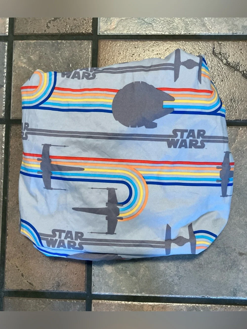 Star Wars Kids Bib in Light Blue with Rainbow Stripes